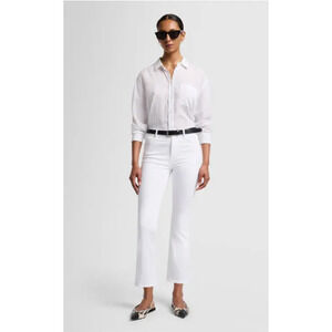 7 For All Mankind Illusion High Rise Slim Kick Flare Crop Jeans White Women's 32